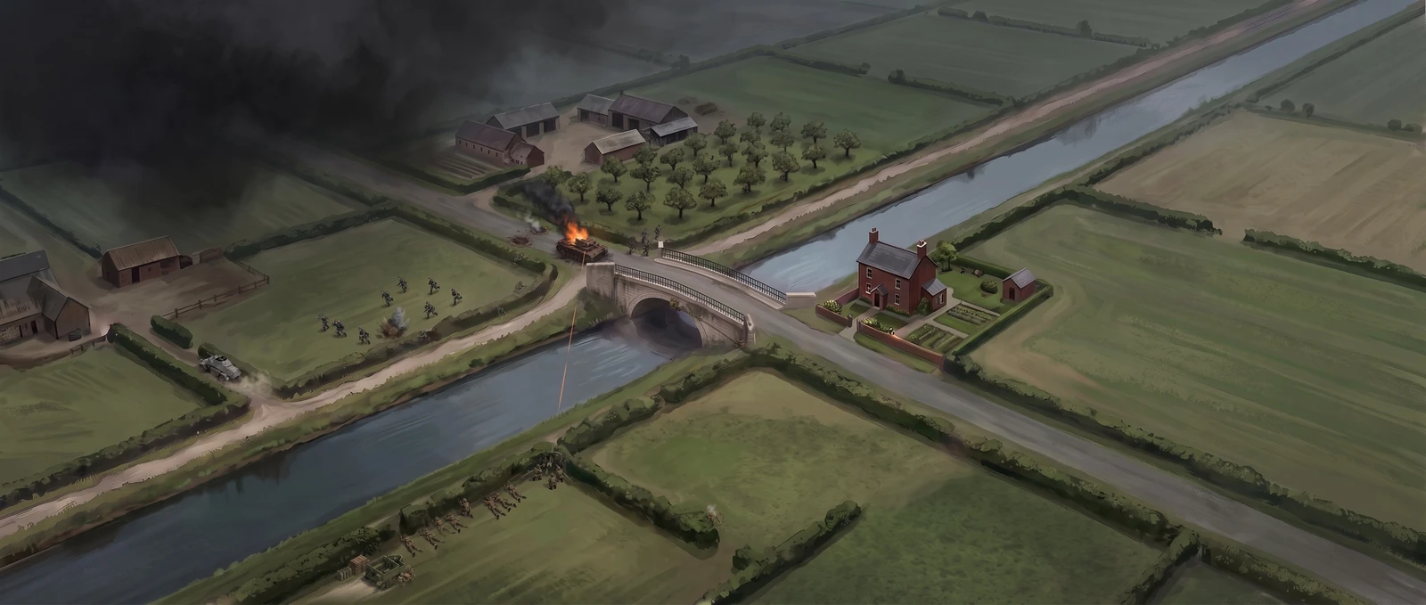 Approved canal crossing battle background without the officer or wordmark